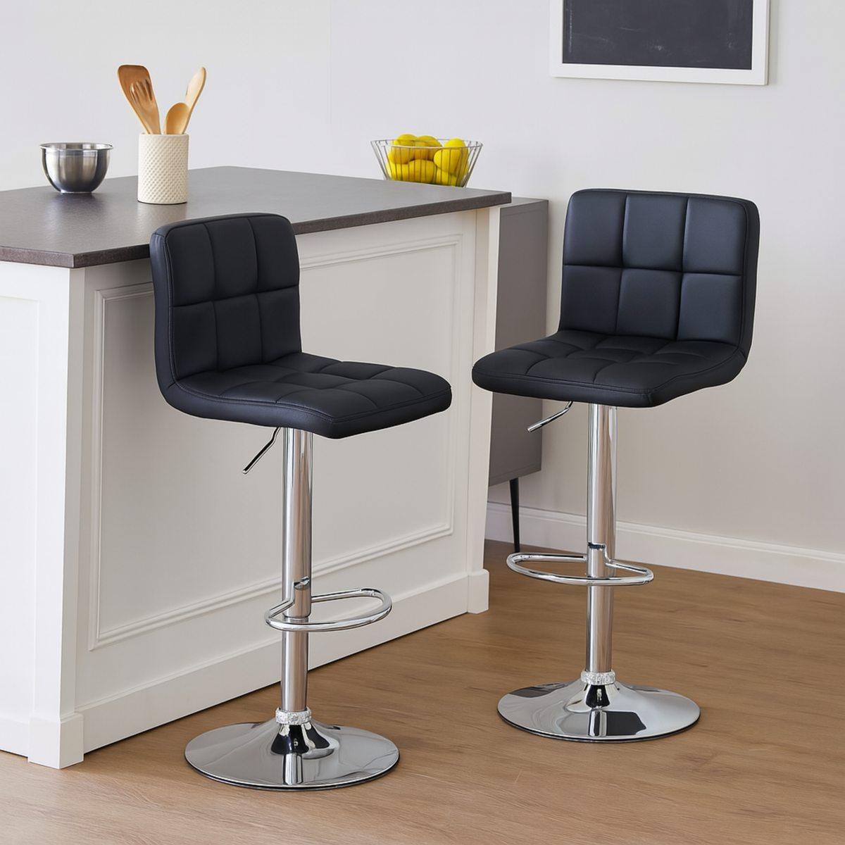 Juego 2 taburetes de bar Delek negro 44,5x54x90 cm (4)