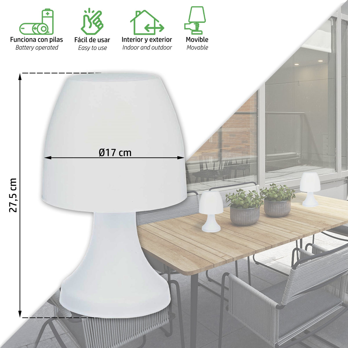 Set de 2 lámparas inalámbricas de sobremesa LED (2)