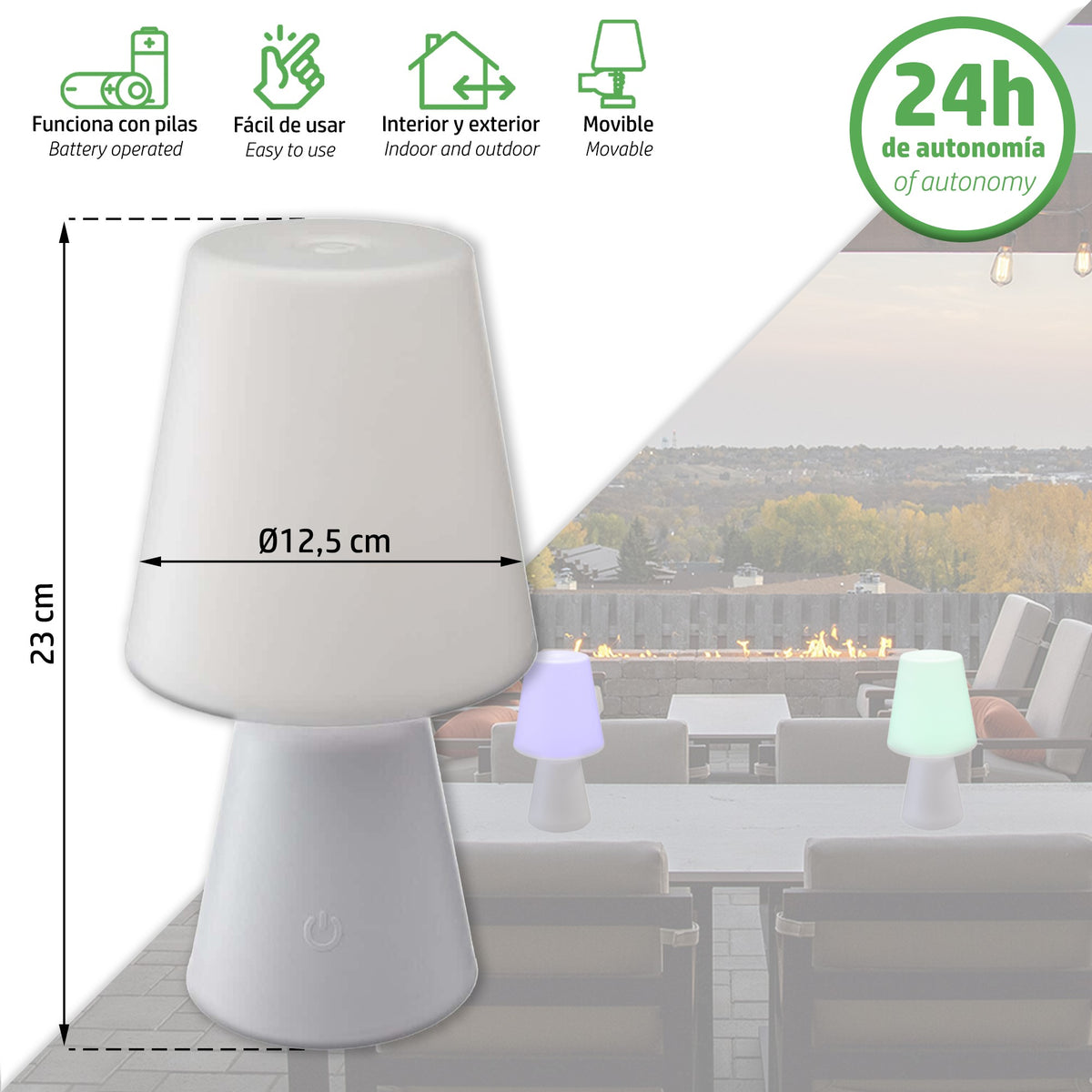 Set de 2 lámparas LED inalámbricas de exterior (2)