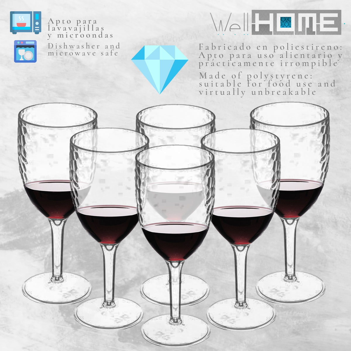 Juego 6 copas de vino poliestireno (2)