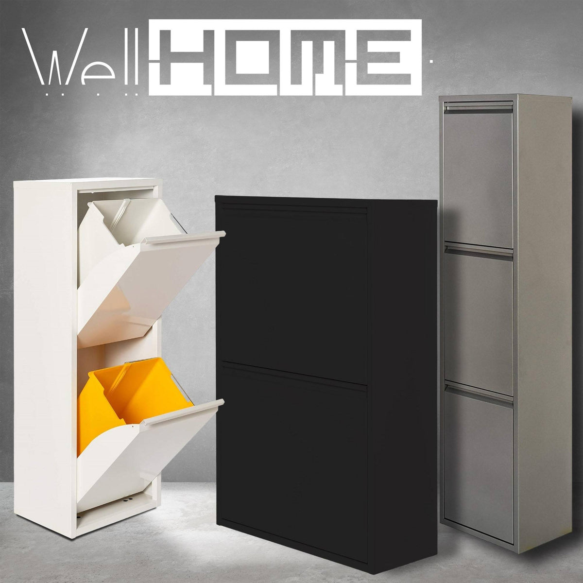 Cubo de reciclaje metálico 2 compartimentos 2x17L blanco mate (3)