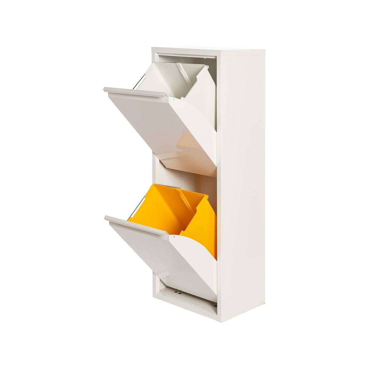 Cubo de reciclaje metálico 2 compartimentos 2x17L blanco mate (6)