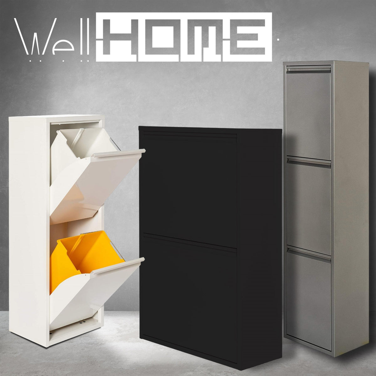 Cubo de reciclaje metálico 2 compartimentos 2x17L gris brillo (3)