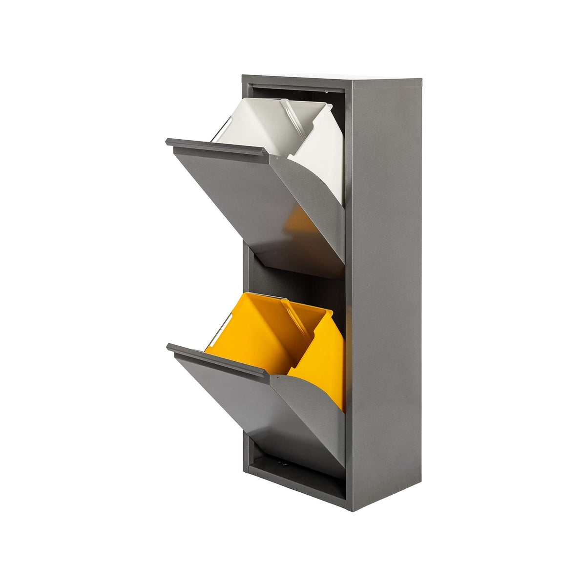 Cubo de reciclaje metálico 2 compartimentos 2x17L gris brillo (6)