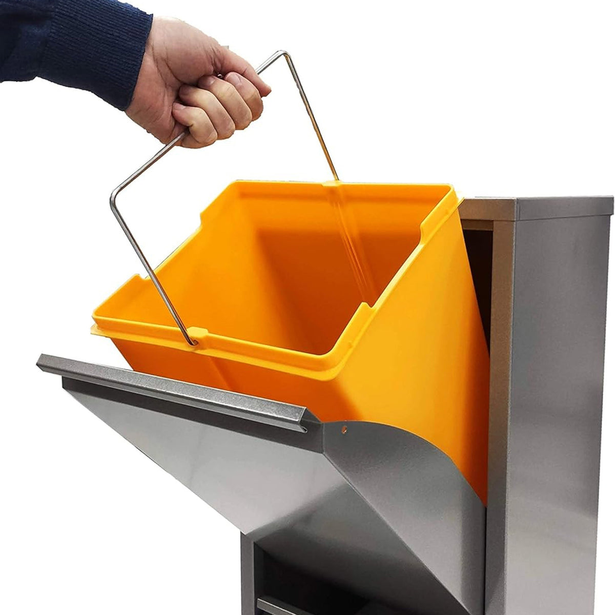 Cubo de reciclaje metálico 2 compartimentos 2x17L gris brillo (9)