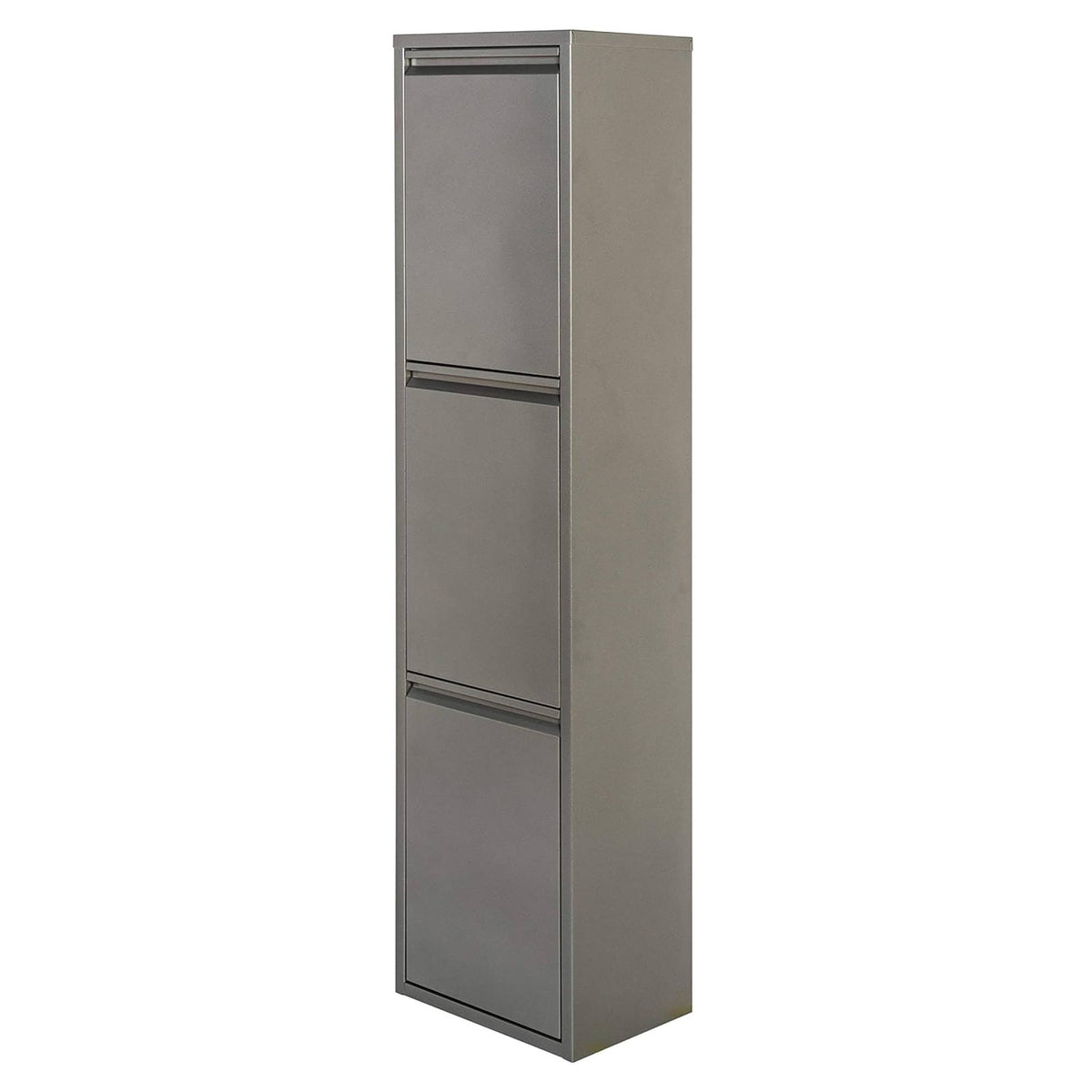 Cubo de reciclaje metálico 3 compartimentos 3x17L gris brillo (8)
