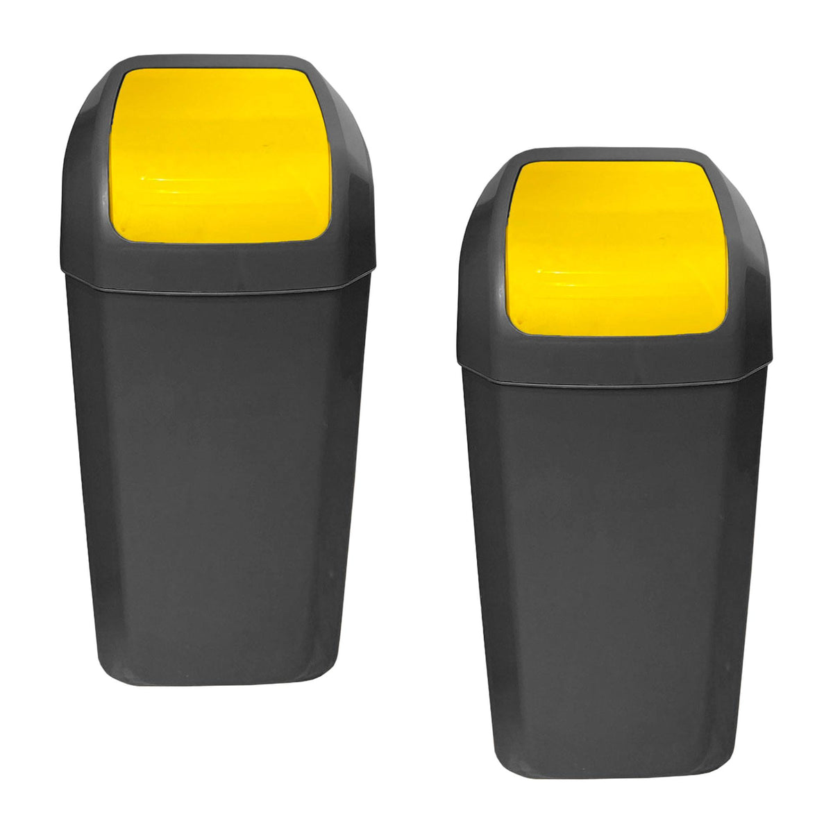 Set 2 papeleras con tapa basculante 15L/u amarillo