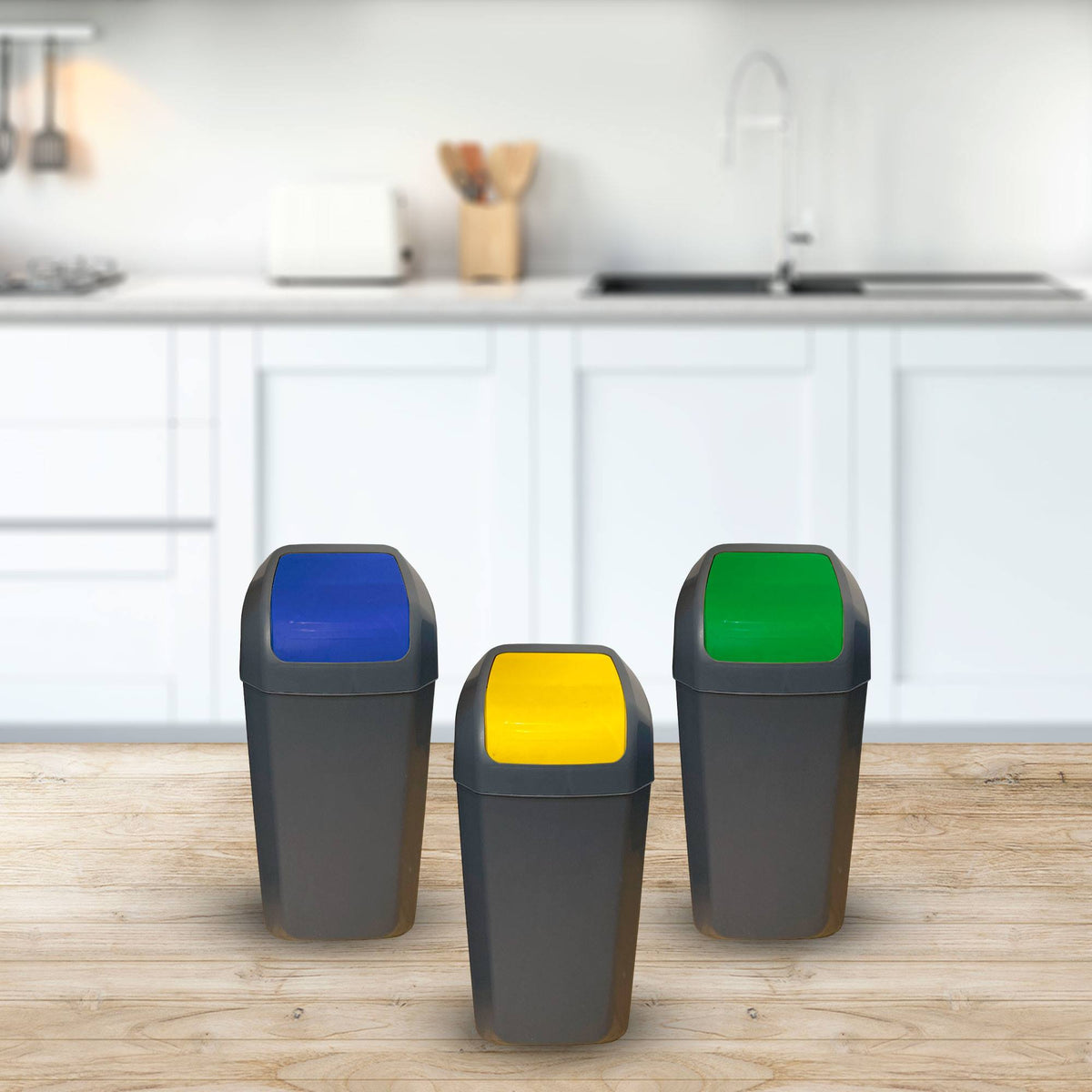 Set 2 papeleras con tapa basculante 15L/u amarillo (5)