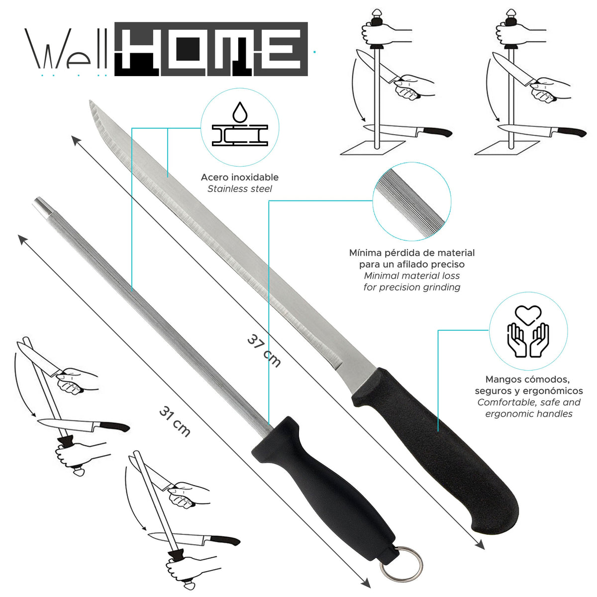 Jamonero madera herraje V + cuchillo jamonero 25cm (3)