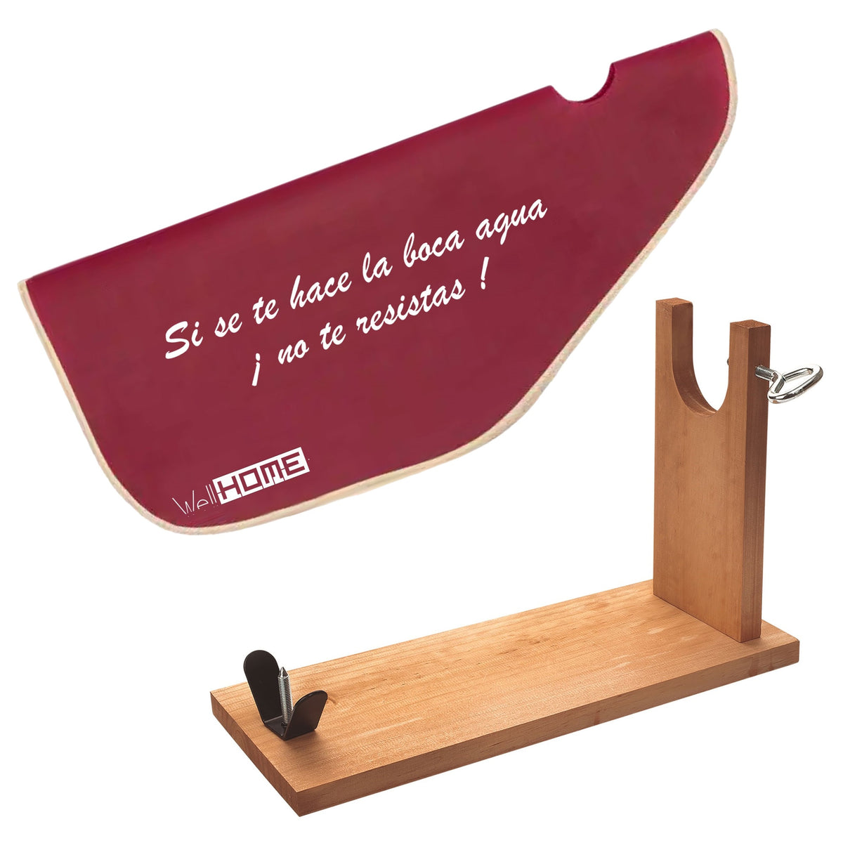 Jamonero madera herraje en V + funda para jamón Tiberic burdeos