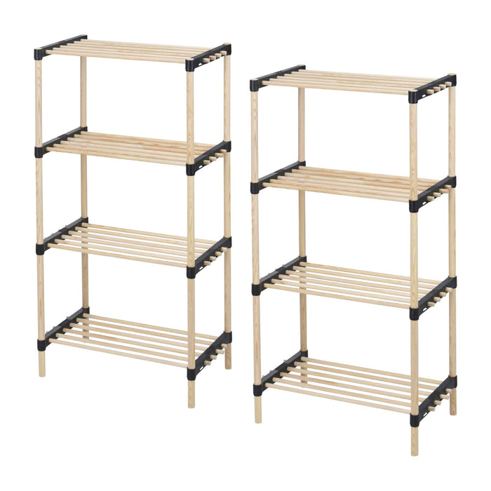 Pack 2 zapateros 4 estantes madera y metal H.92,5cm