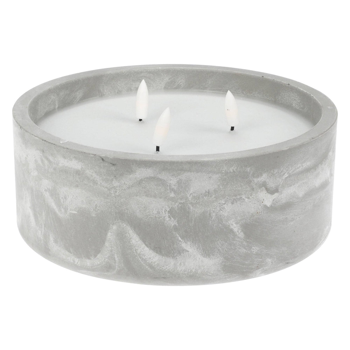 Pack 6 velas LED redondas gris marmolado Ø20x8 cm (3)
