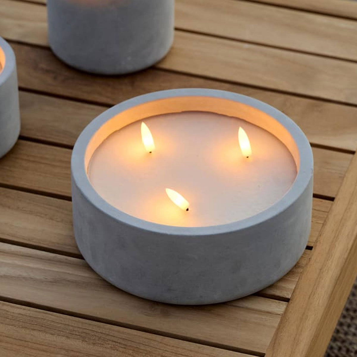 Pack 6 velas LED redondas gris marmolado Ø20x8 cm (4)