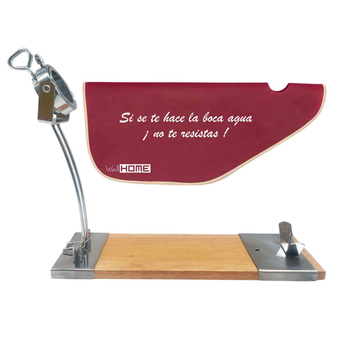 Jamonero Iberia Luxe giratorio madera inox + funda burdeos
