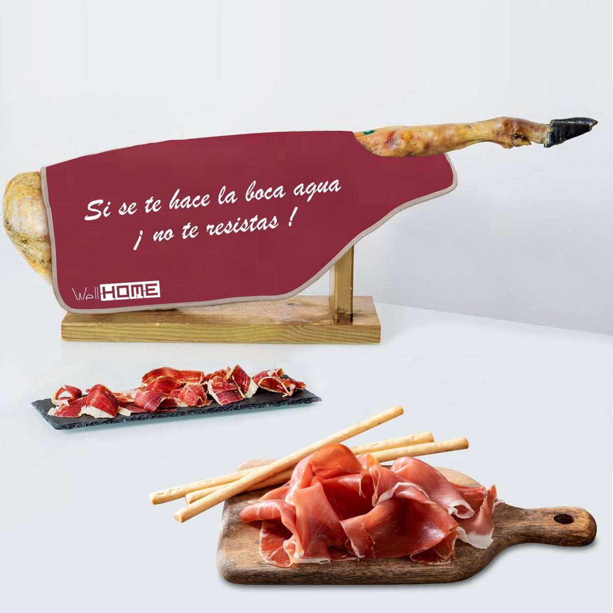 Jamonero Iberia Luxe giratorio madera inox + funda burdeos (5)