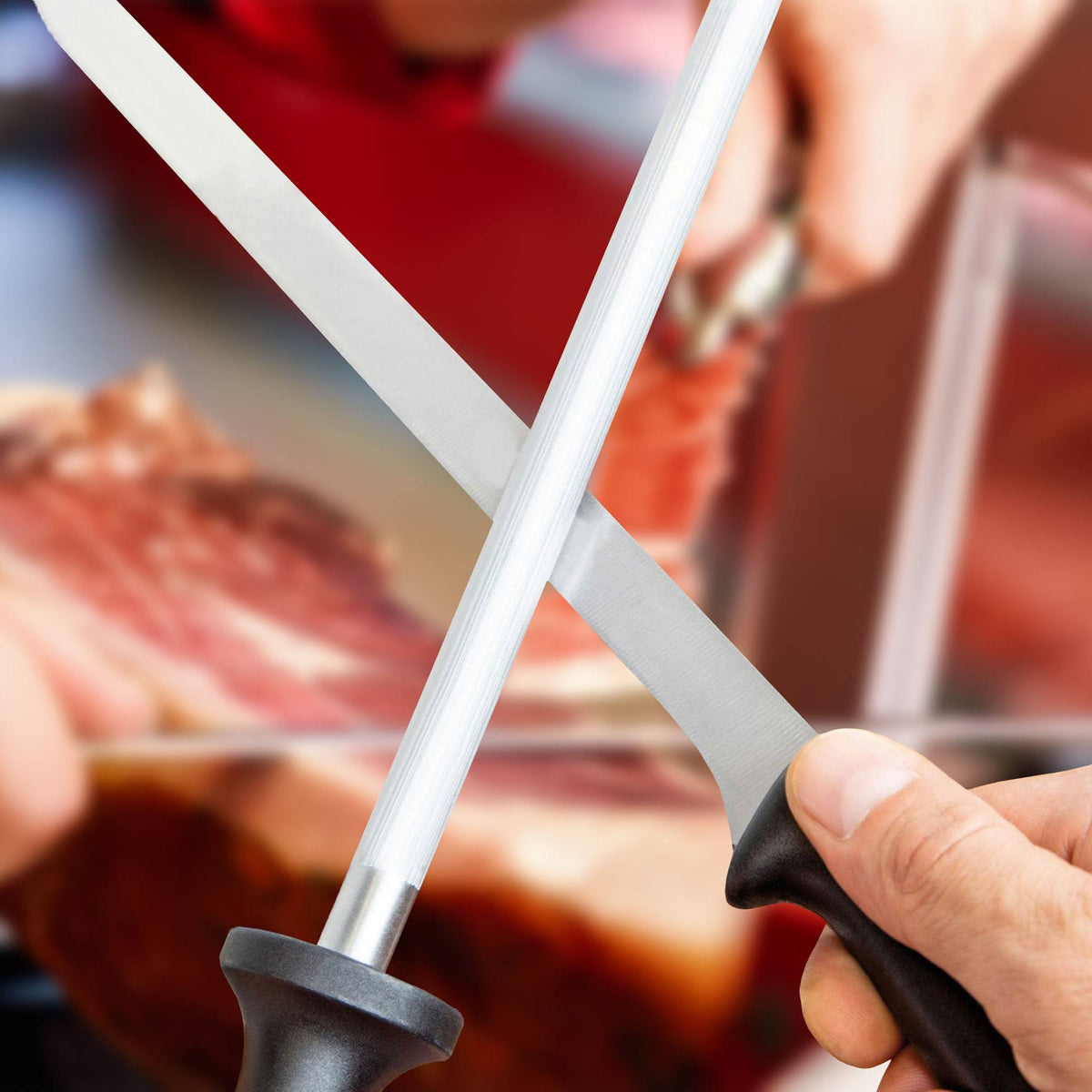 Jamonero Iberia Luxe giratorio madera inox + cuchillo (4)