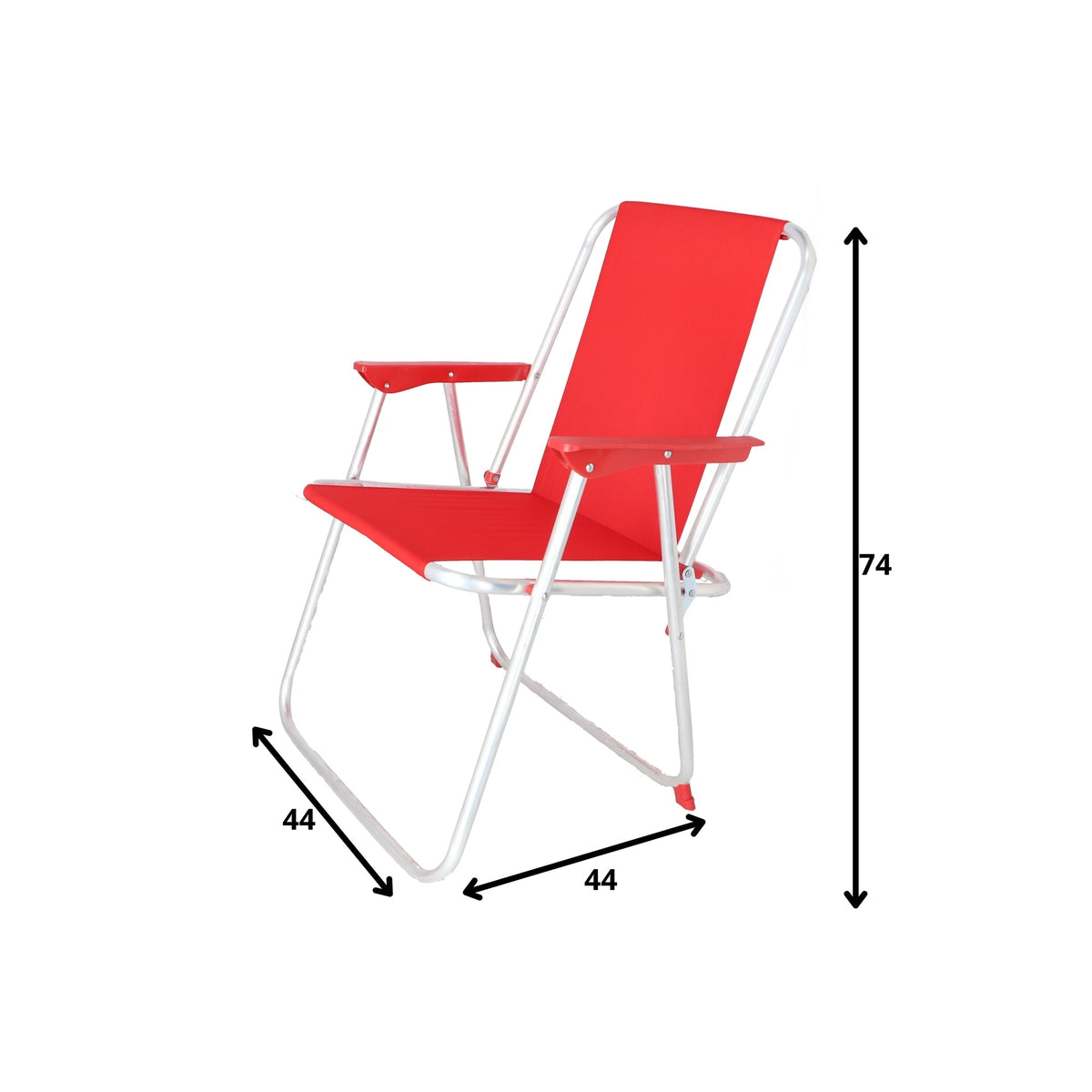 Juego 2 sillas de playa metálica plegable rojo 44x44x74 cm (4)