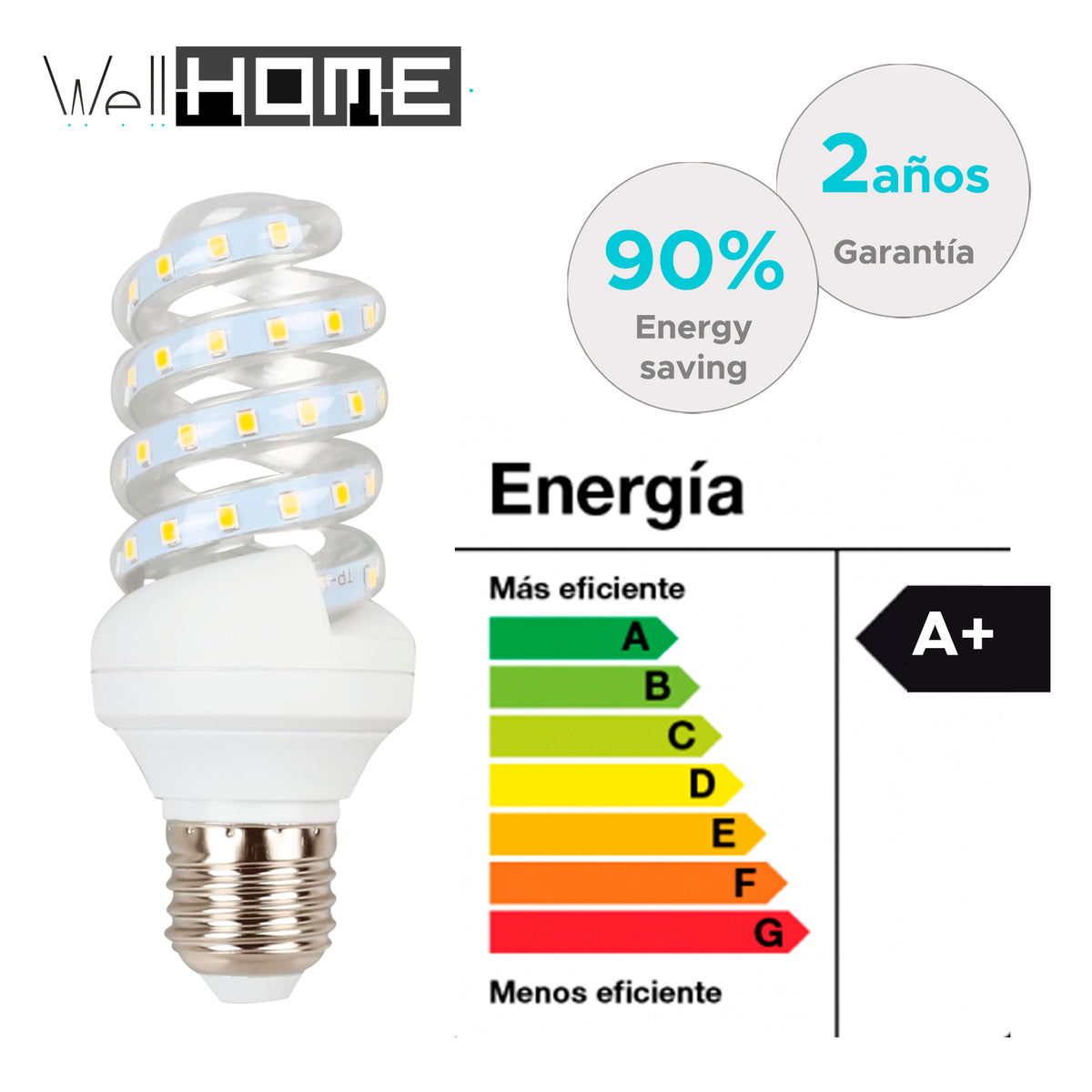 Set 10 bombillas LED espiral luz fría 9W 790 lm 6000K (3)