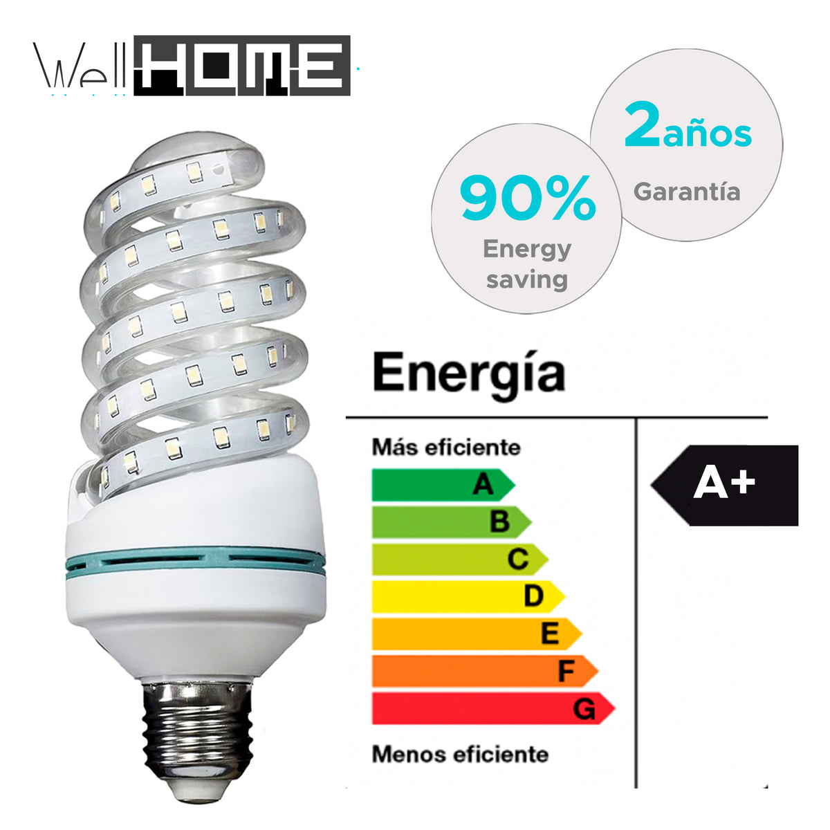 Set 10 bombillas LED espiral luz fría 24W 2150 lm 6000K (3)