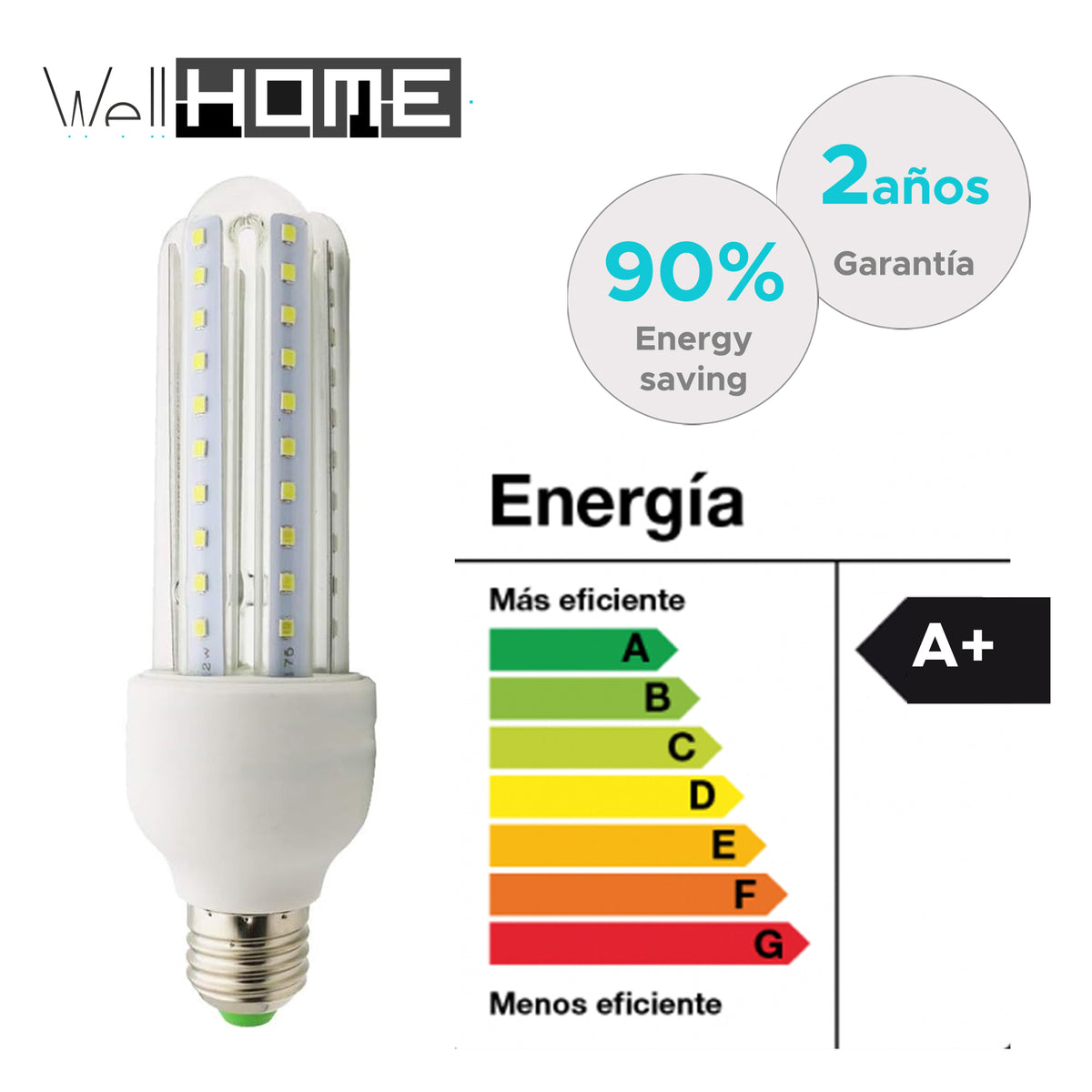 Set 10 bombillas LED rectas luz cálida 7W 590 lm 3000K (3)