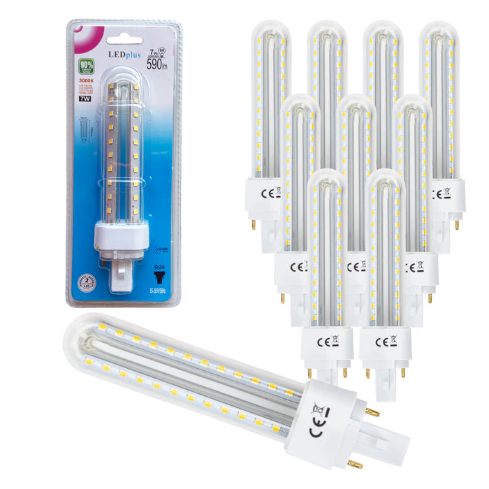 Set 10 bombillas LED rectas luz cálida 7W 590 lm 3000K