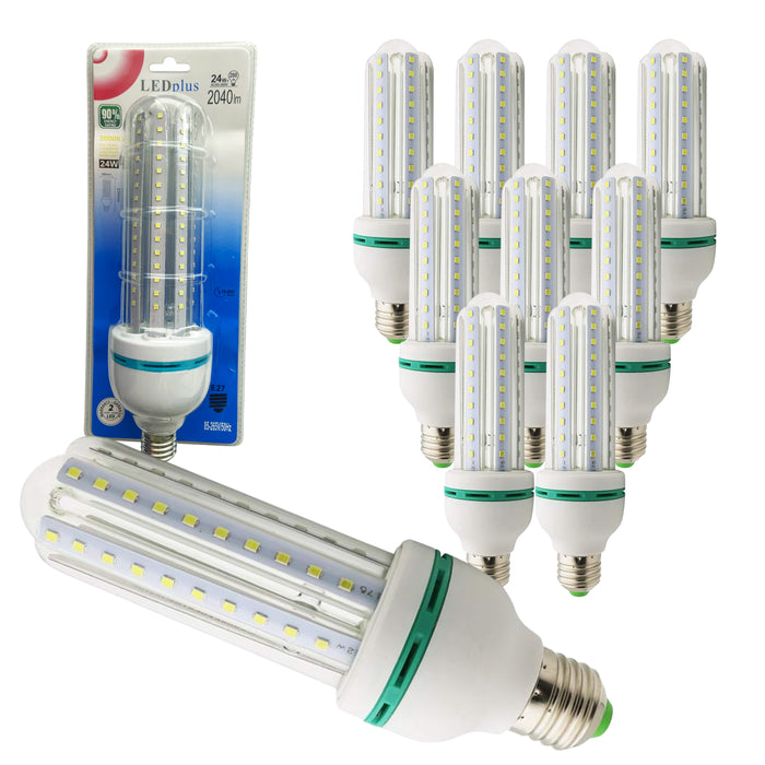 10 bombillas LED 24W luz cálida recta 3000K 250x73mm