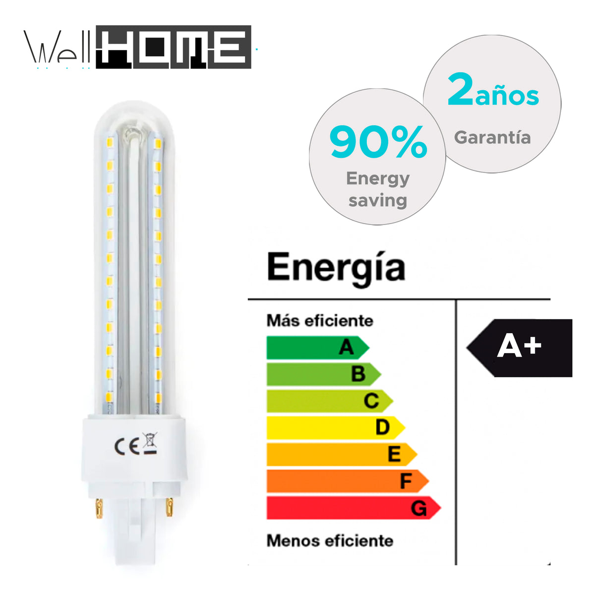Set 10 bombillas LED rectas luz fría 9W 790 lm 6000K (3)