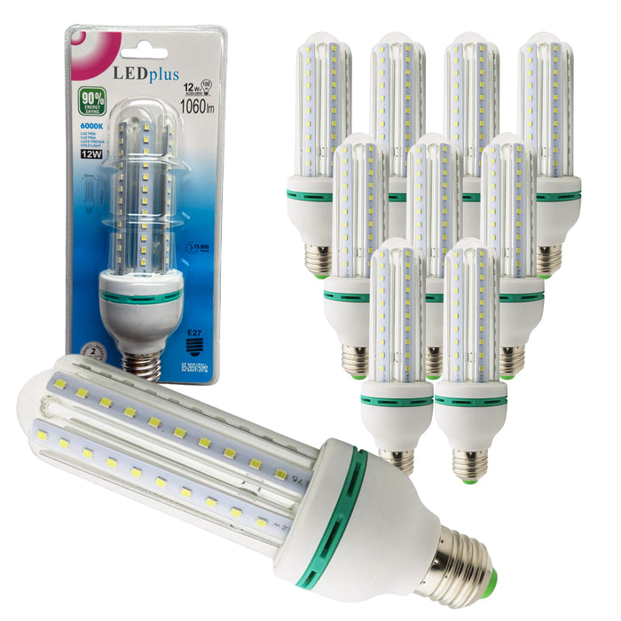 Set 10 bombillas LED rectas luz fría 12W 1060 lm 6000K