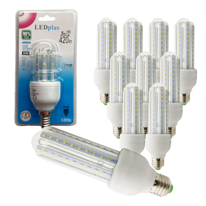Set 10 bombillas LED rectas luz fría 5W 420 lm 6000K
