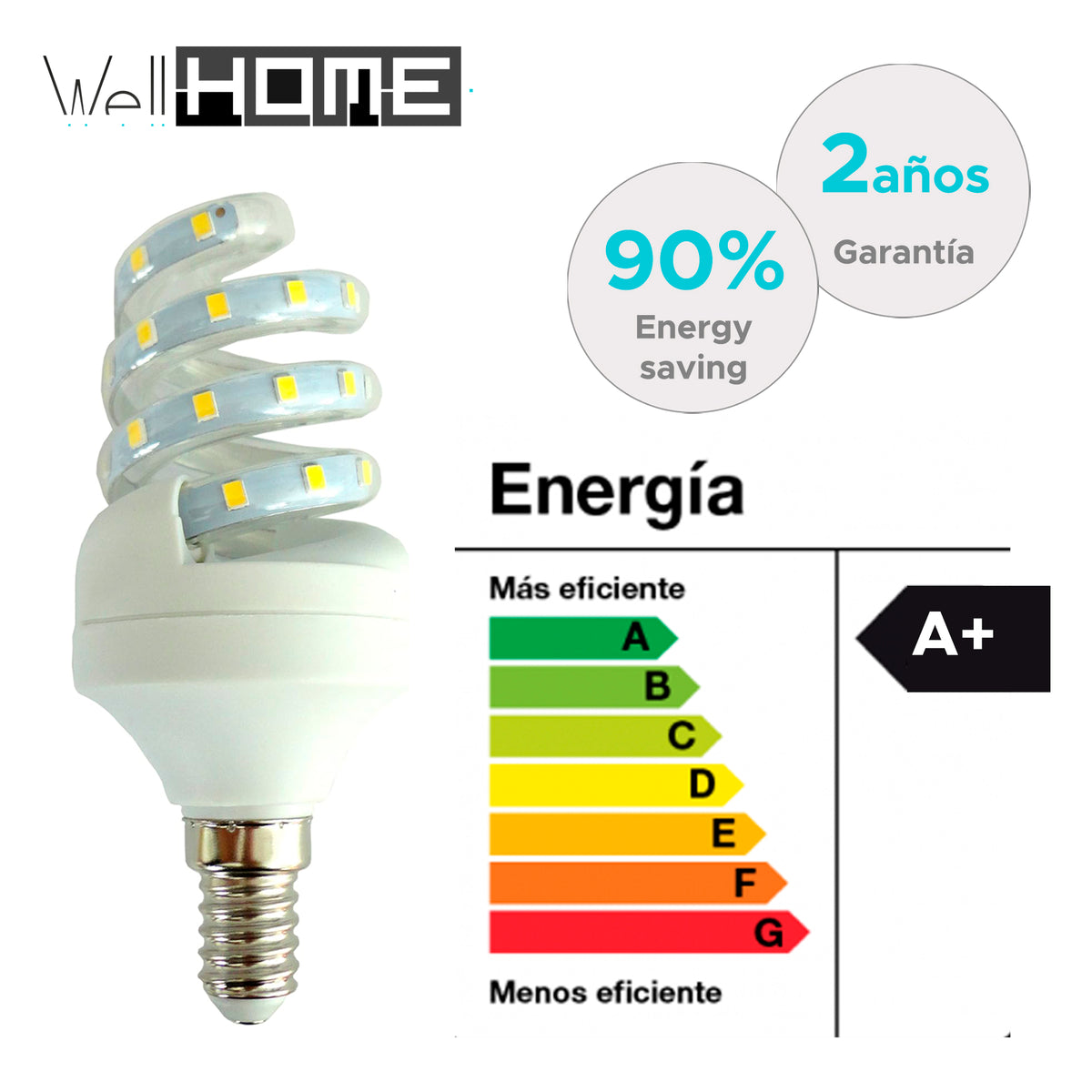Set 10 bombillas LED espiral luz fría 5W 420 lm 6000K 110x49 mm (3)