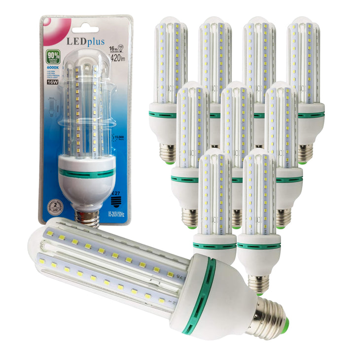 Set 10 bombillas LED rectas luz fría 16W 1420 lm 6000K