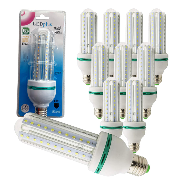 Set 10 bombillas LED rectas luz cálida 16W 1360 lm 3000K