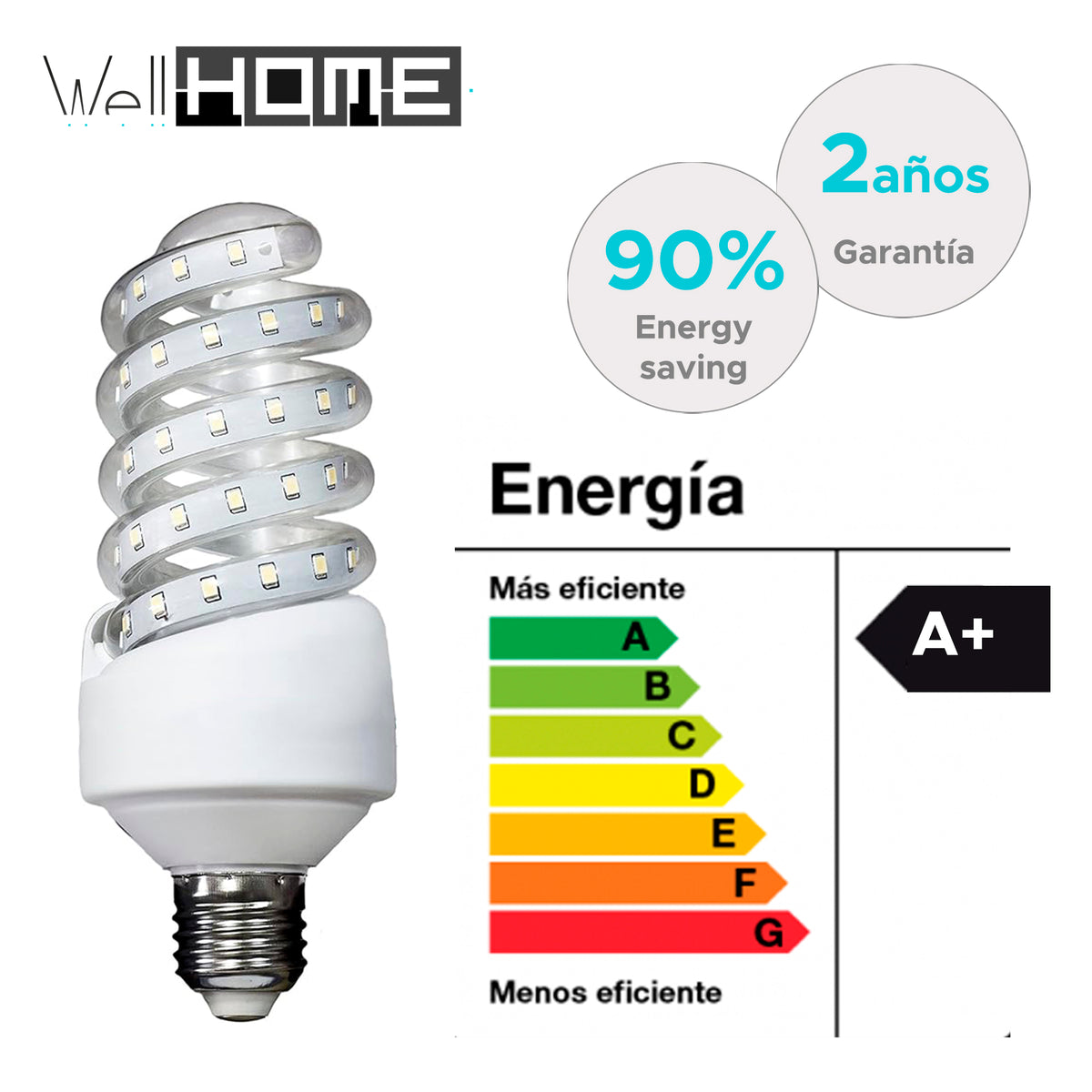 10 bombillas LED 16W luz cálida espiral 3000K 150x61mm (3)