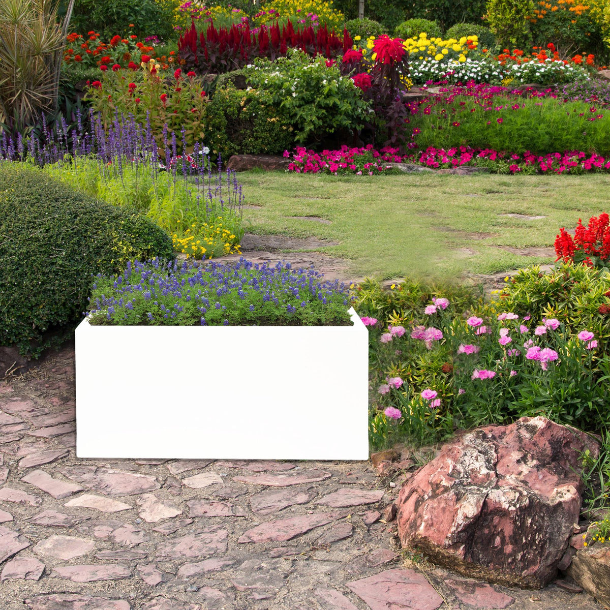 Jardinera macetero polietileno blanco 60x20x20 cm (4)