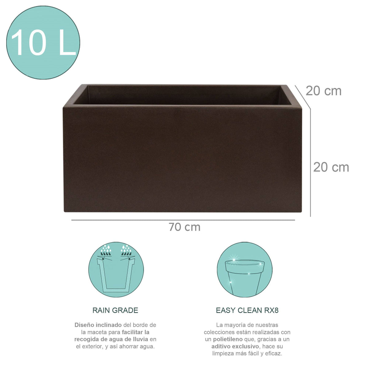 Jardinera macetero polietileno bronce 60x20x20 cm (2)