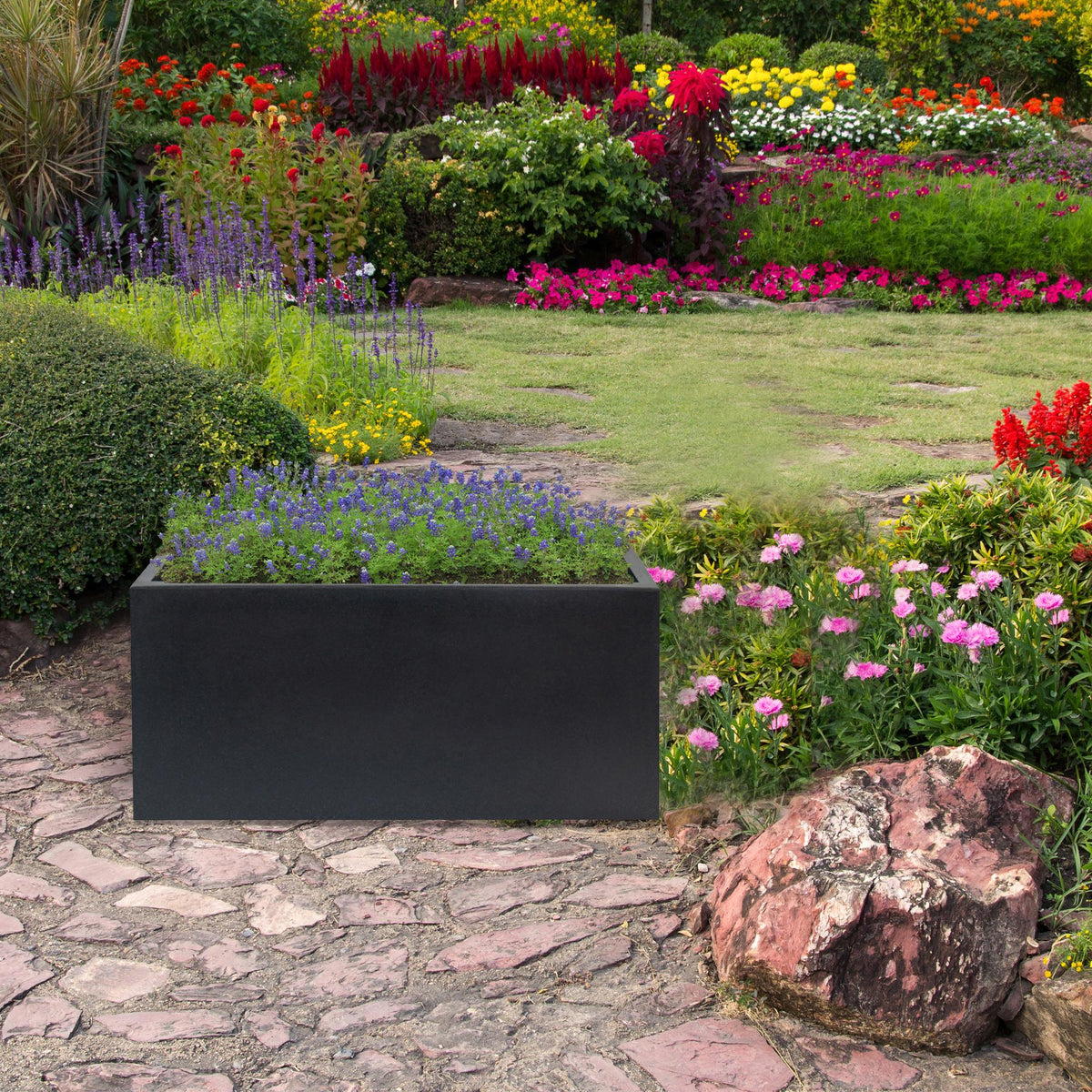 Jardinera macetero polietileno antracita 60x20x20 cm (4)