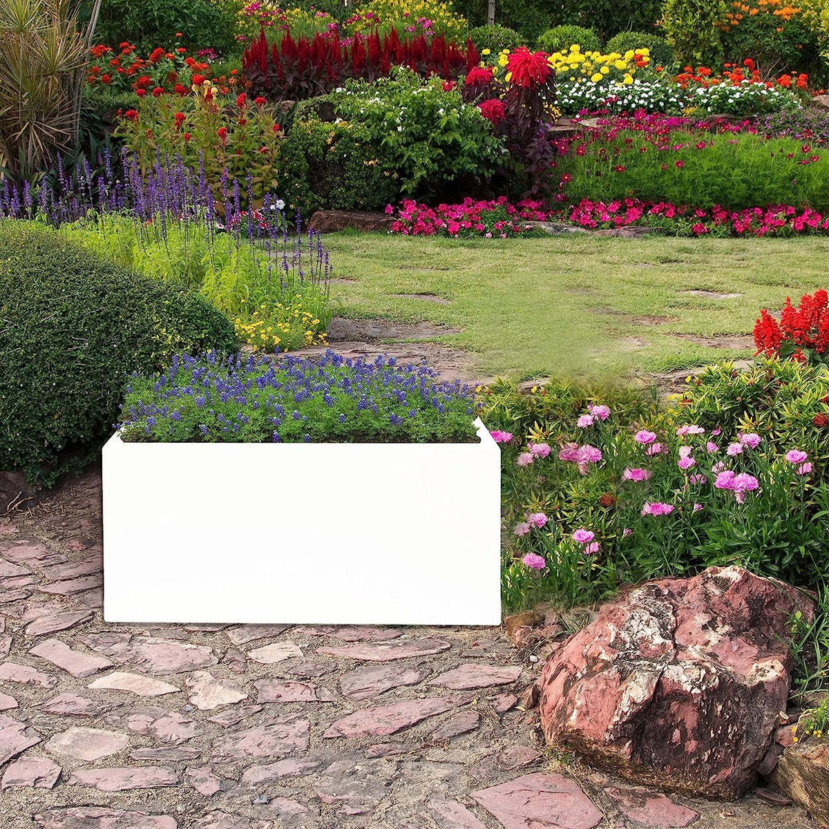 Jardinera macetero polietileno blanco 80x40x40 cm (4)