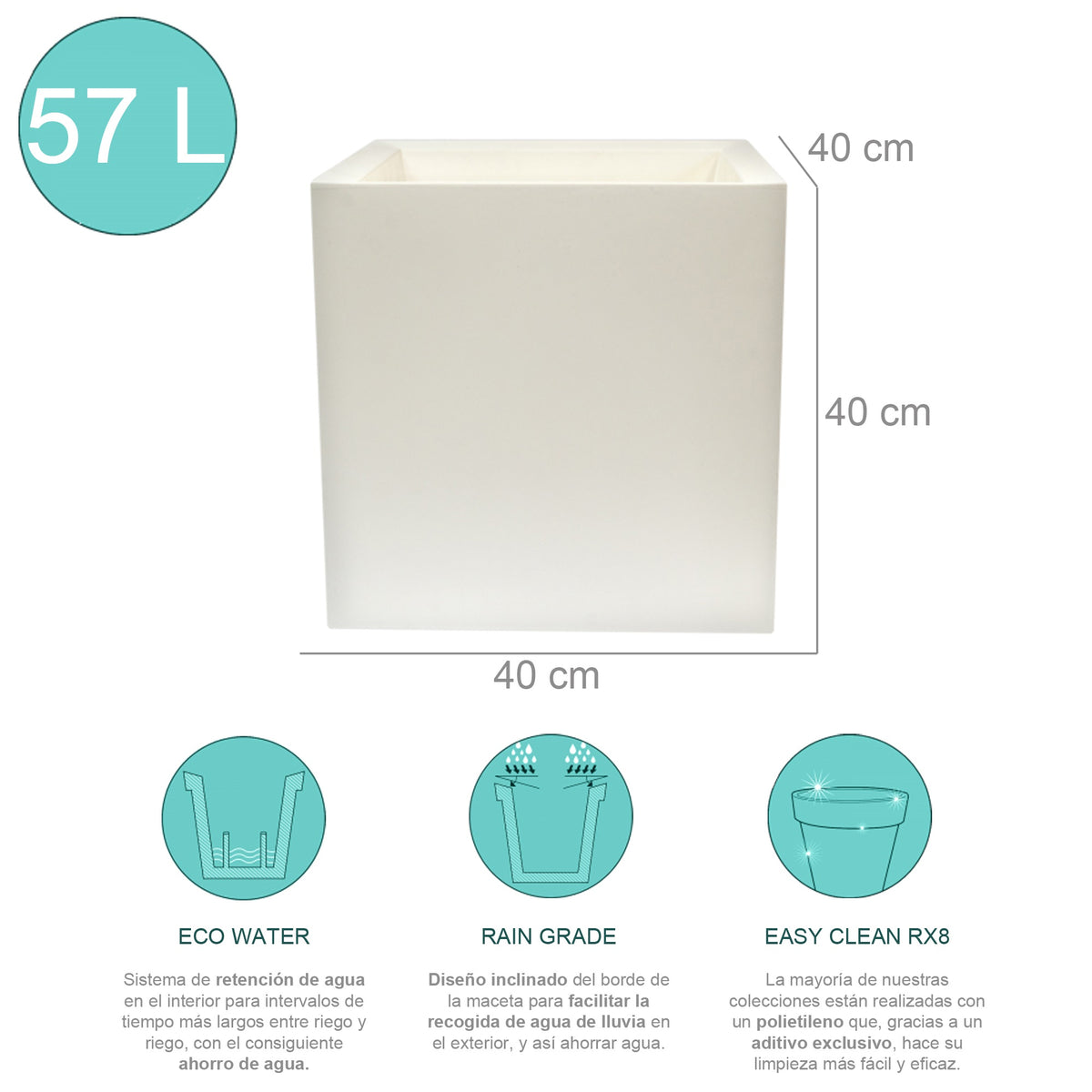 Macetero polietileno blanco Ø40x40 cm (2)
