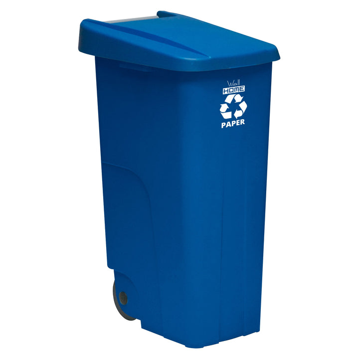 Contenedor de reciclaje papel y cartón 110L azul con ruedas