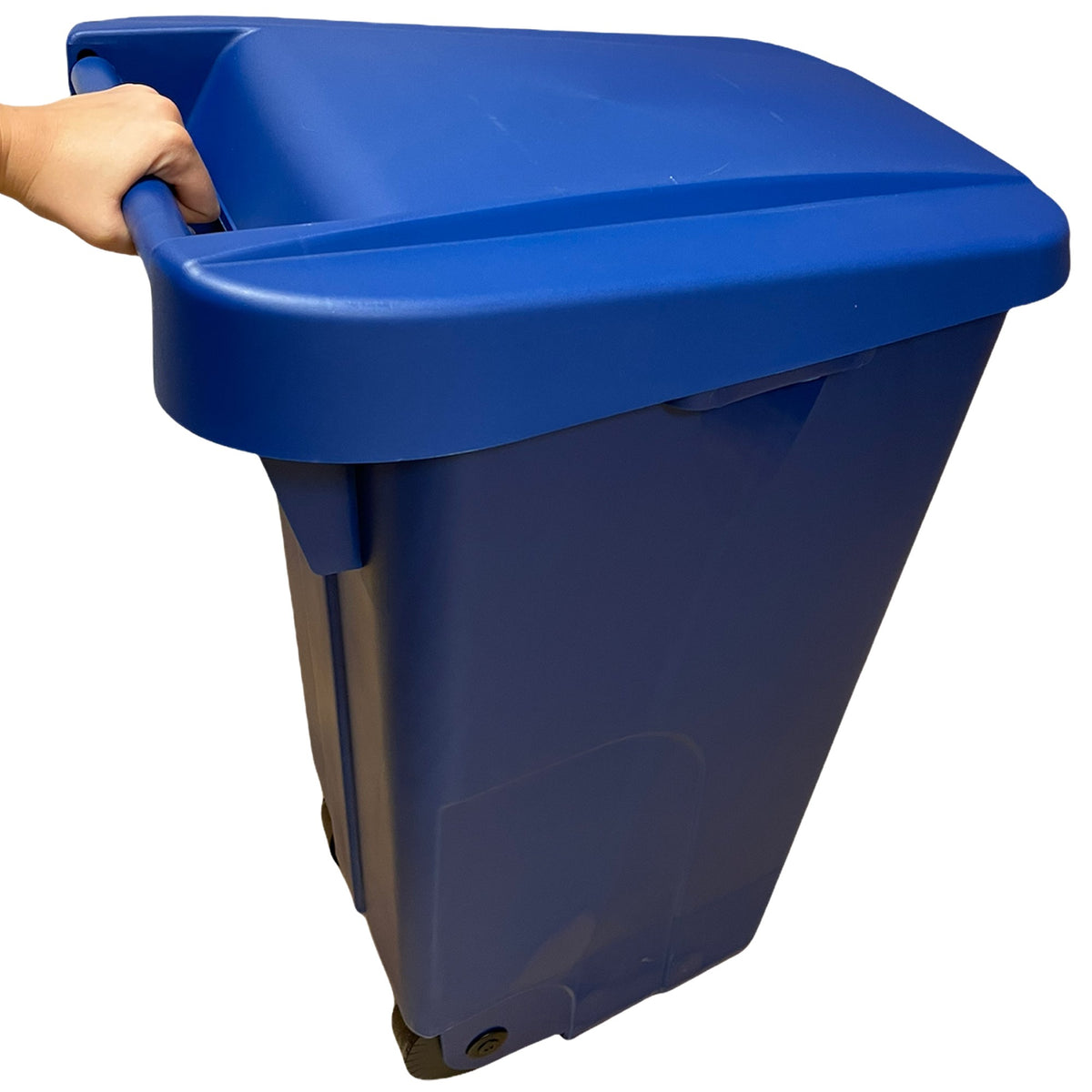 Contenedor de reciclaje papel y cartón 110L azul con ruedas (10)