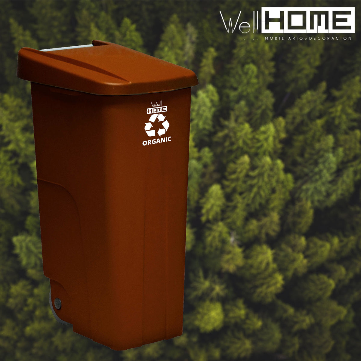 Contenedor de reciclaje Reciclo 110L orgánico con ruedas marrón (11)
