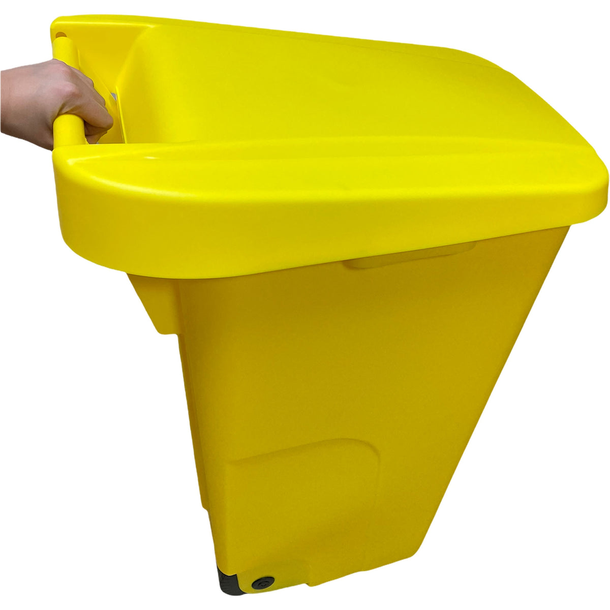 Contenedor de reciclaje plásticos 110L amarillo con ruedas (10)