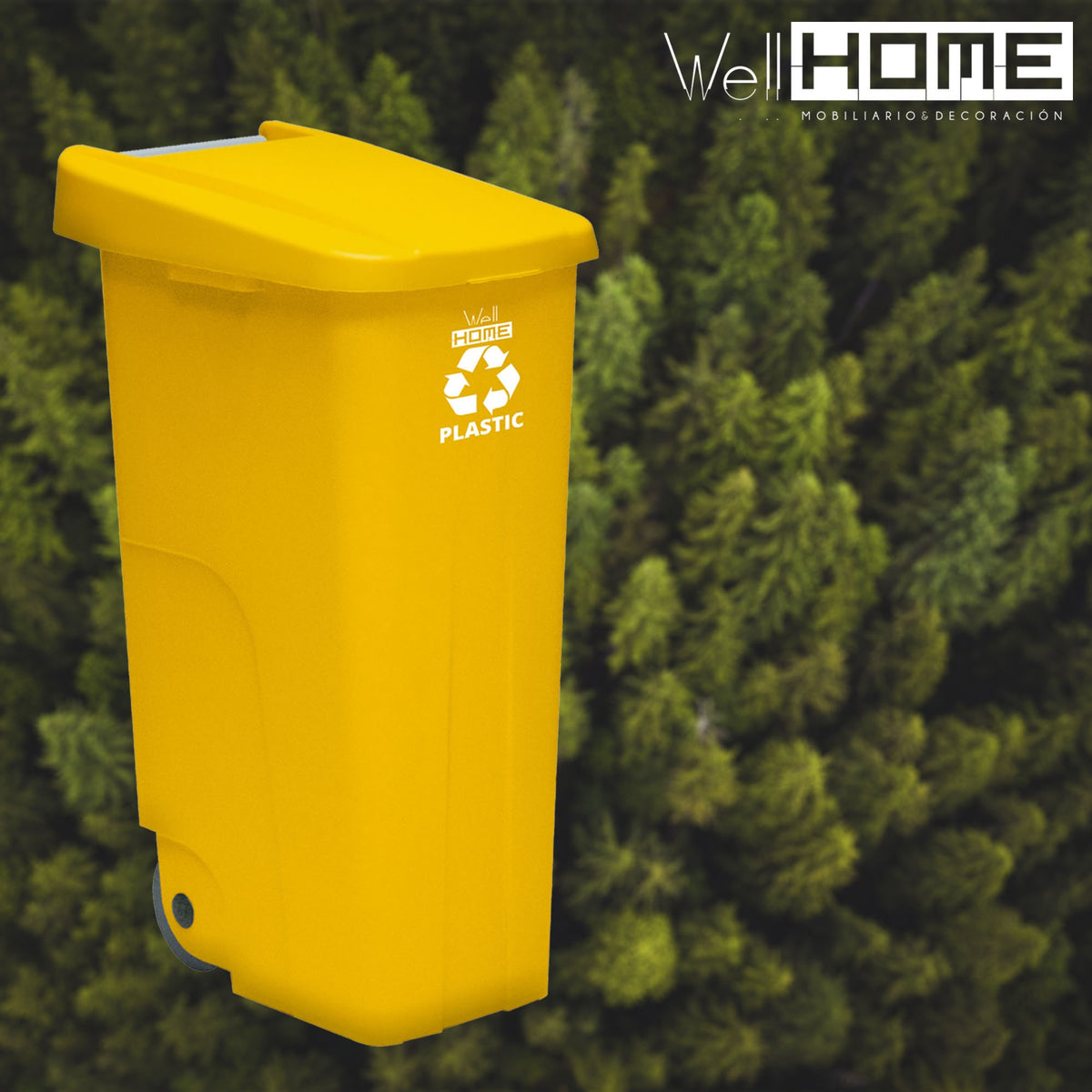 Contenedor de reciclaje plásticos 110L amarillo con ruedas (11)