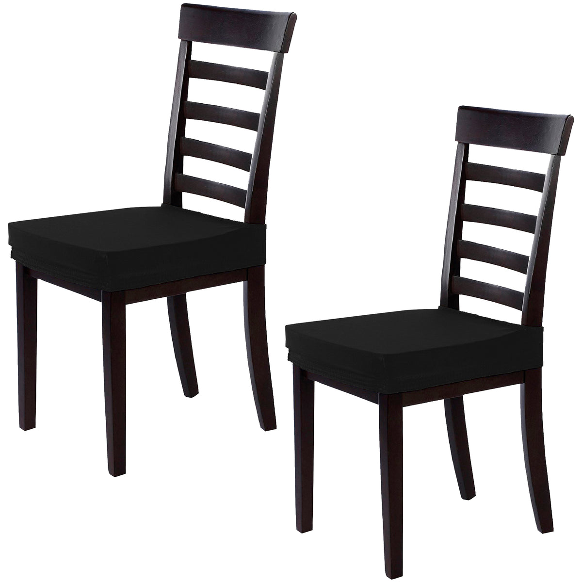 Set 2 fundas de sillas sin respaldo antimanchas negro