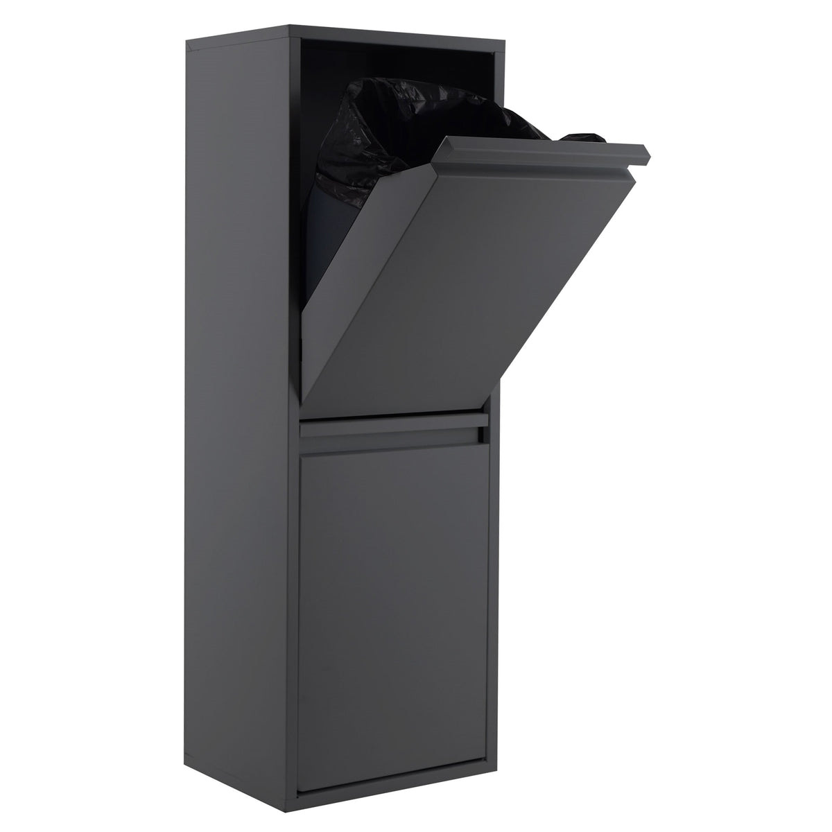 Cubo reciclaje acero 2 compartimentos antracita 90,5cm (5)