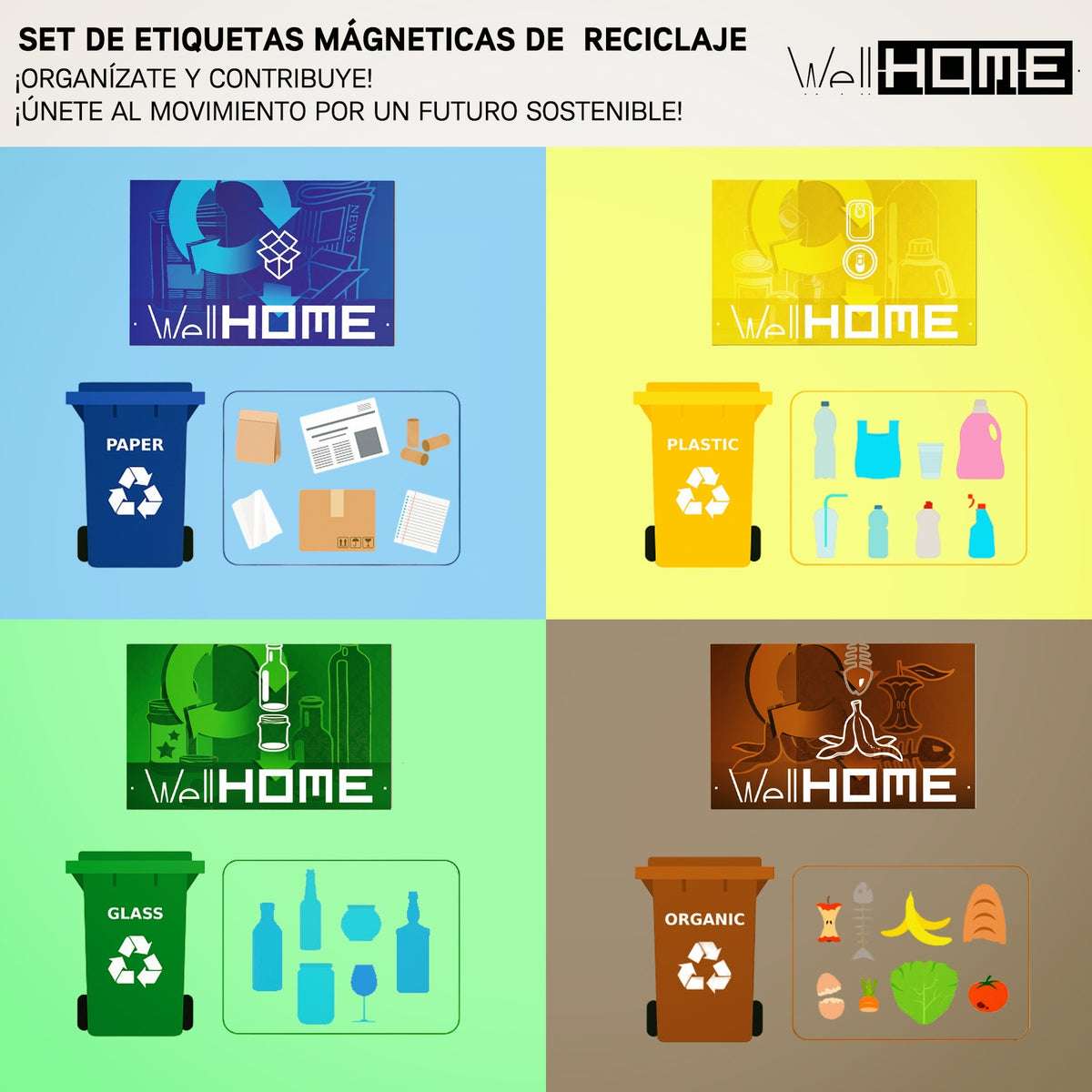 Set 4 etiquetas magnéticas reciclaje PVC mate 80x50 mm (5)