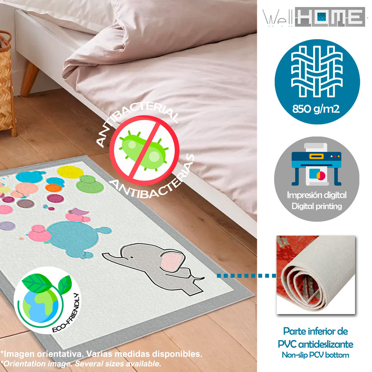 Alfombra poliéster estampada 80x120 cm modelo Bubbles multicolor (3)