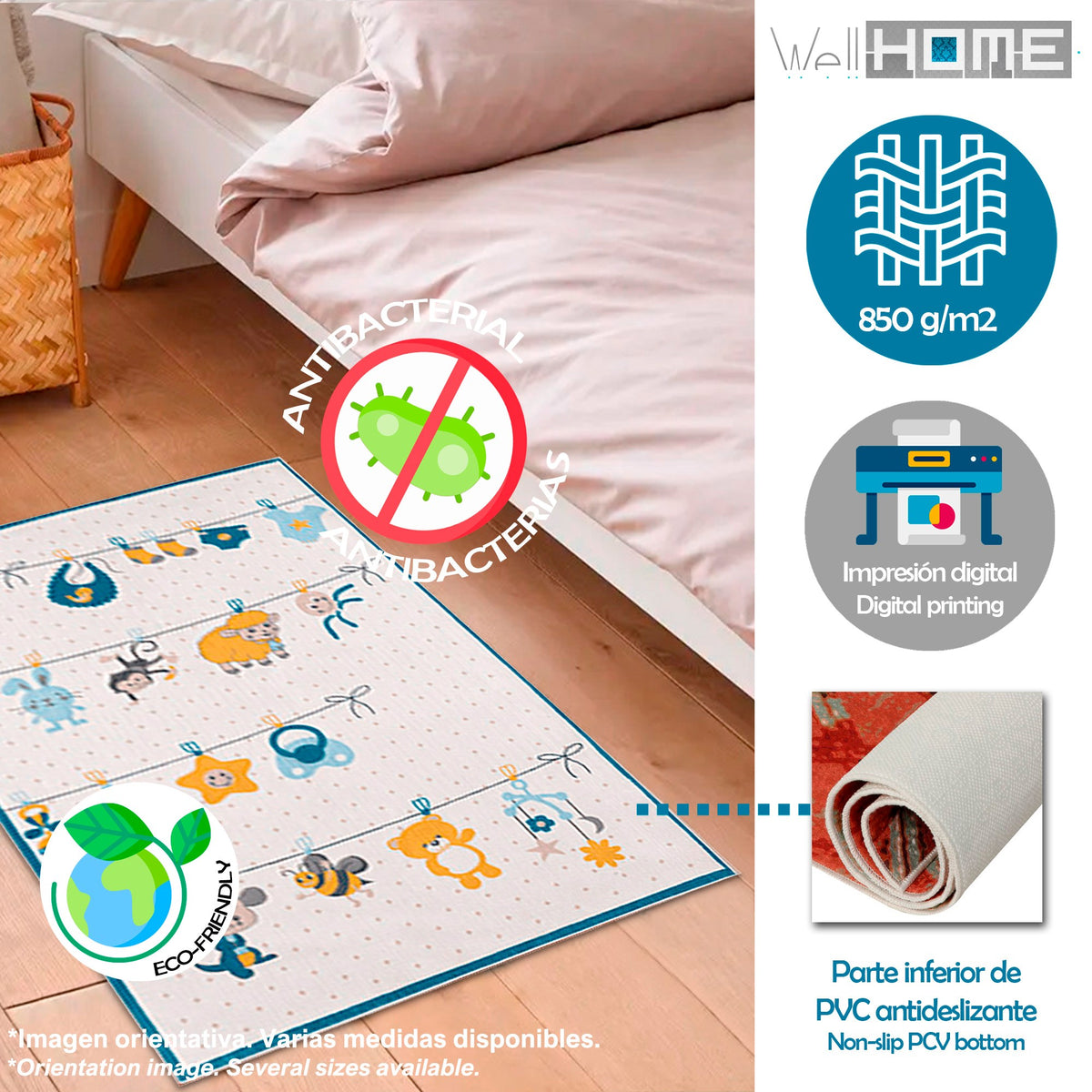 Alfombra poliéster estampada PuppeTend 80x150cm (3)