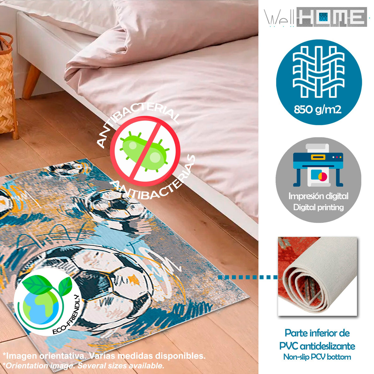Alfombra poliéster estampada FootBalls 100x200cm (3)