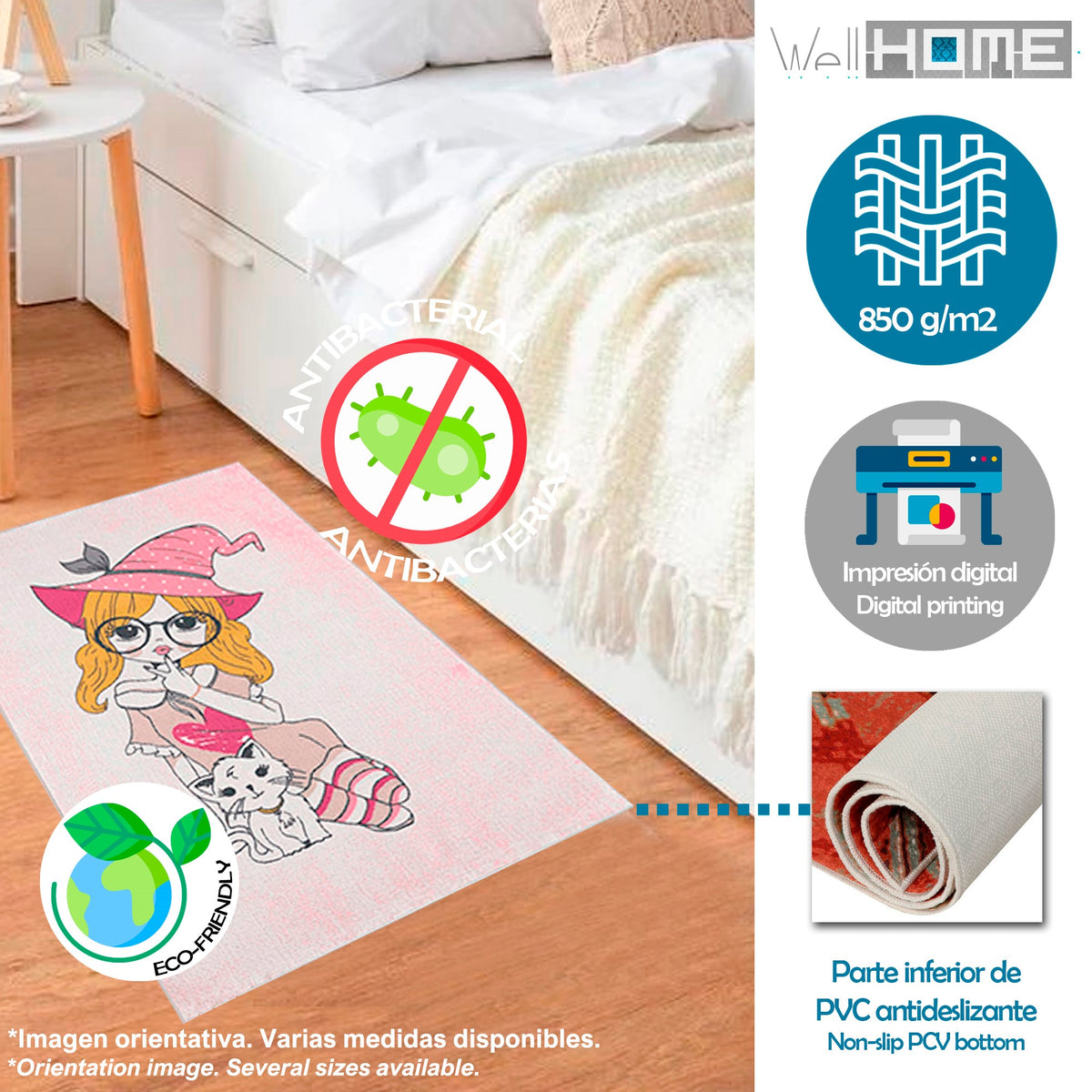 Alfombra poliéster estampada 80x150 cm modelo ElleElf multicolor (3)